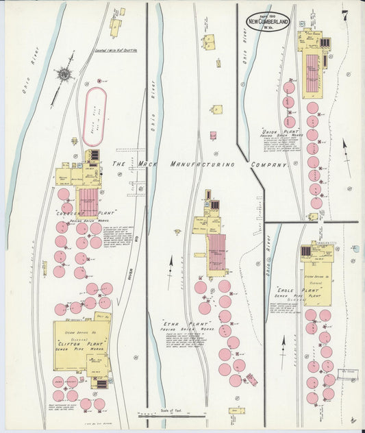 Sanborn Fire Insurance Map from New Cumberland, Hancock County, West Virginia (1910), Sheet #0007 - Historic Sanborn Fire Insurance Map Print, vintage old map wall art, antique decor, genealogy gift, West Virginia West Virginia map
