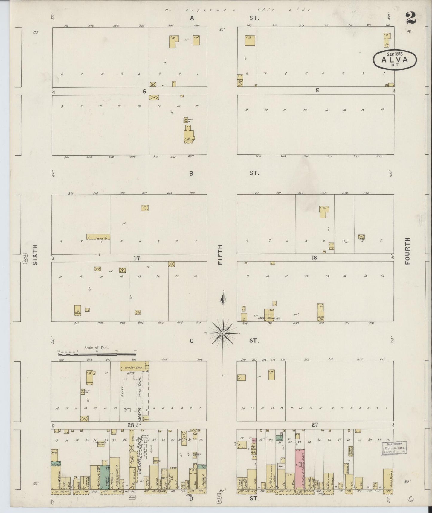 Sanborn Fire Insurance Map from Alva, Woods County, Oklahoma (1895), Sheet #0002 - Historic Sanborn Fire Insurance Map Print, vintage old map wall art, antique decor, genealogy gift, Oklahoma Oklahoma map