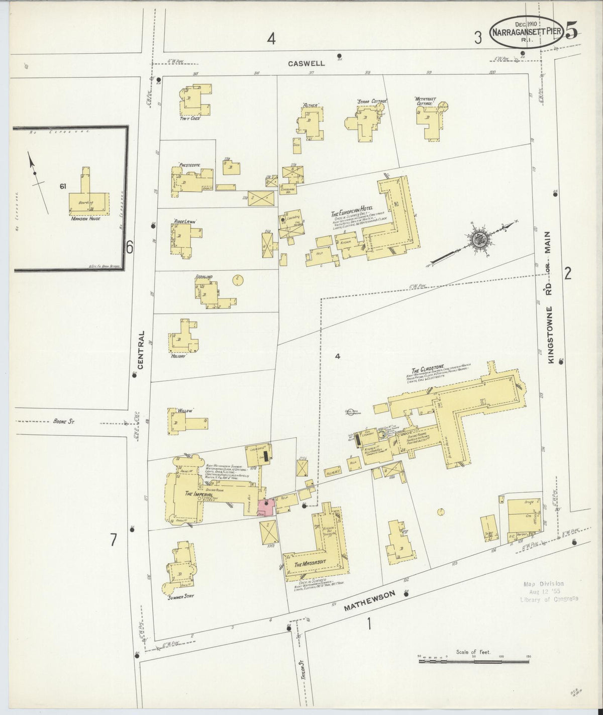 Sanborn Fire Insurance Map from Narragansett Pier, Washington County, Rhode Island (1910), Sheet #0005 - Complete Map Set gallery image, historic Sanborn map, vintage wall art, Rhode Island Rhode Island