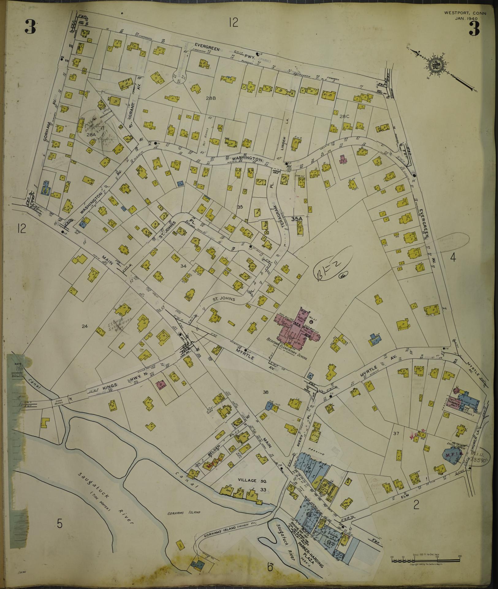 Sanborn Fire Insurance Map from Westport, Fairfield County, Connecticut (1962), Sheet #0003 - Complete Map Set gallery image, historic Sanborn map, vintage wall art, Connecticut Connecticut