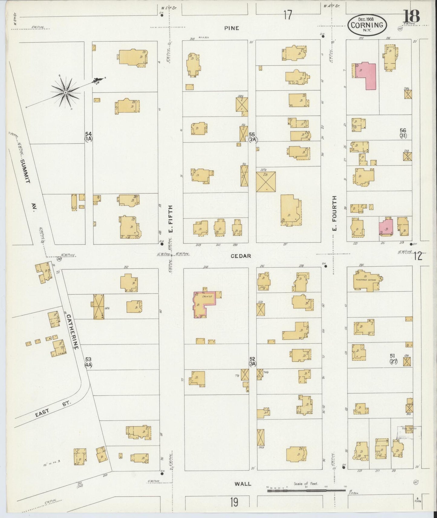 Sanborn Fire Insurance Map from Corning, Steuben County, New York (1908), Sheet #0018 - Complete Map Set gallery image, historic Sanborn map, vintage wall art, New York New York