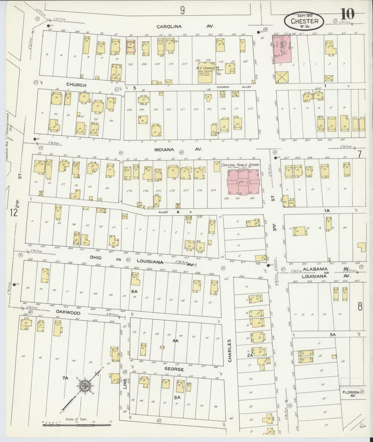 Sanborn Fire Insurance Map from Chester, Hancock County, West Virginia (1910), Sheet #0010 - Complete Map Set gallery image, historic Sanborn map, vintage wall art, West Virginia West Virginia