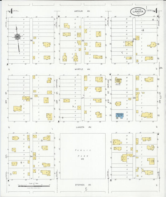 Sanborn Fire Insurance Map from Lakota, Nelson County, North Dakota (1928), Sheet #0004 - Historic Sanborn Fire Insurance Map Print, vintage old map wall art, antique decor, genealogy gift, North Dakota North Dakota map