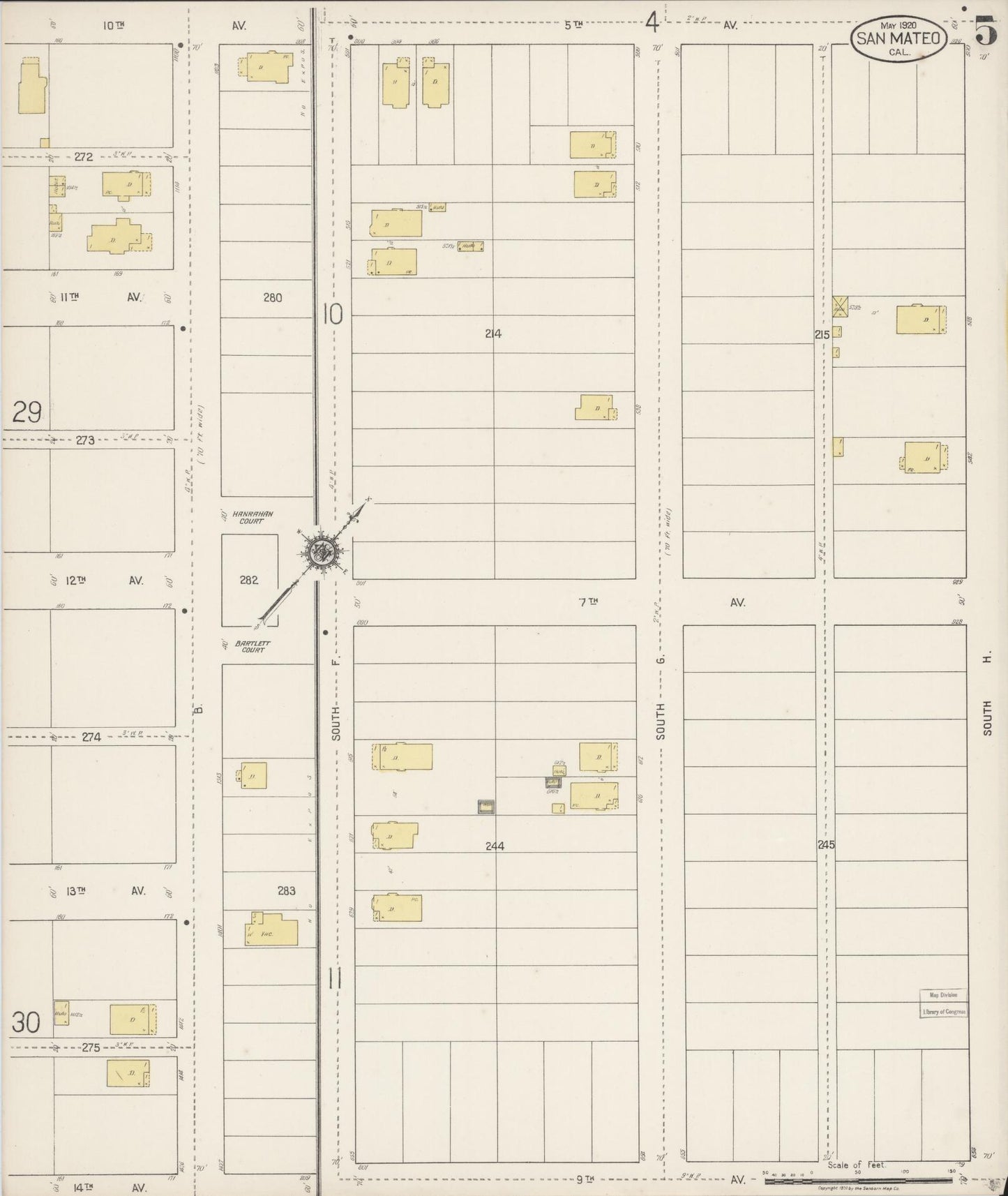 Sanborn Fire Insurance Map from San Mateo, San Mateo County, California (1920), Sheet #0005 - Complete Map Set gallery image, historic Sanborn map, vintage wall art, California California