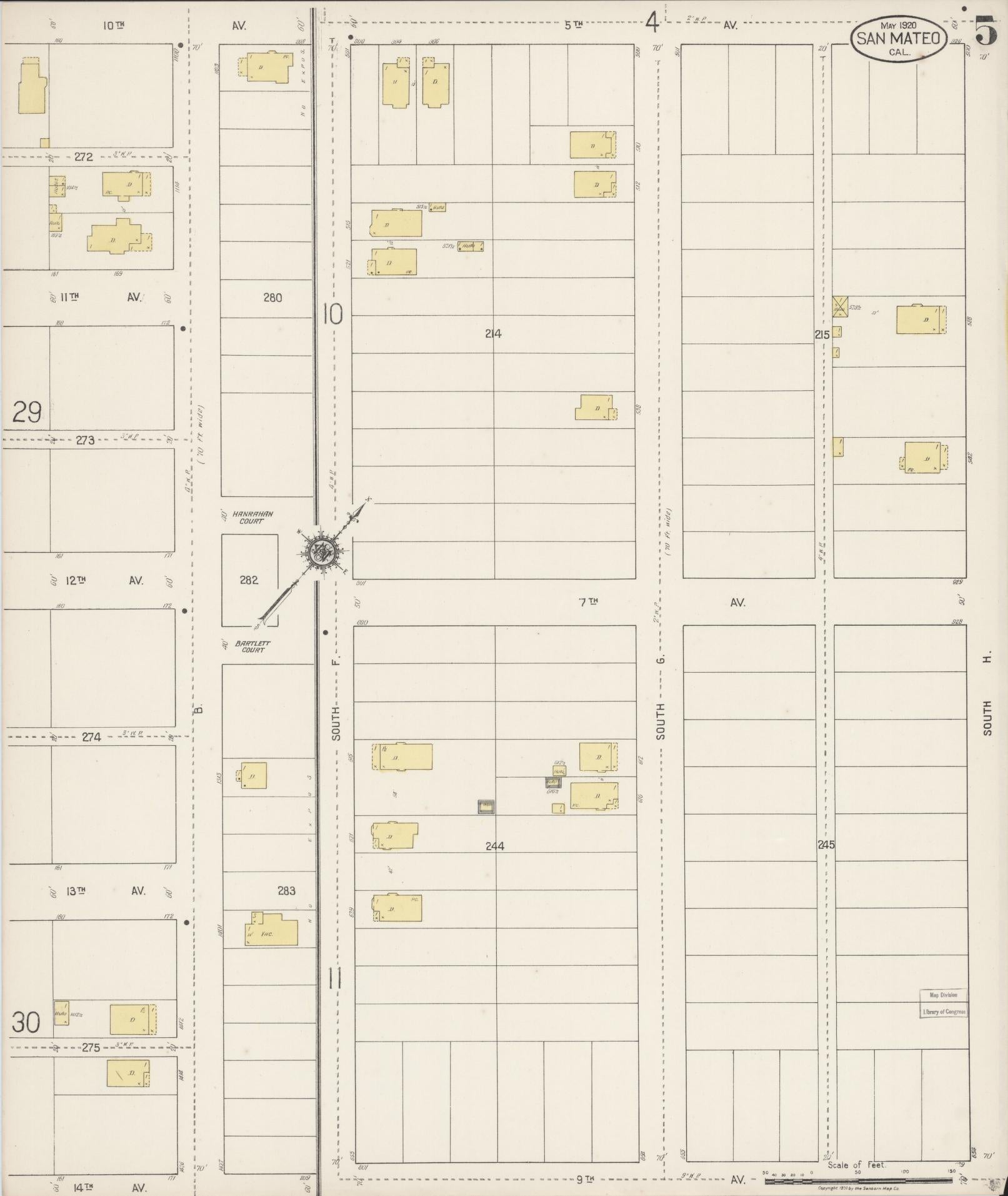 Sanborn Fire Insurance Map from San Mateo, San Mateo County, California (1920), Sheet #0005 - Complete Map Set gallery image, historic Sanborn map, vintage wall art, California California
