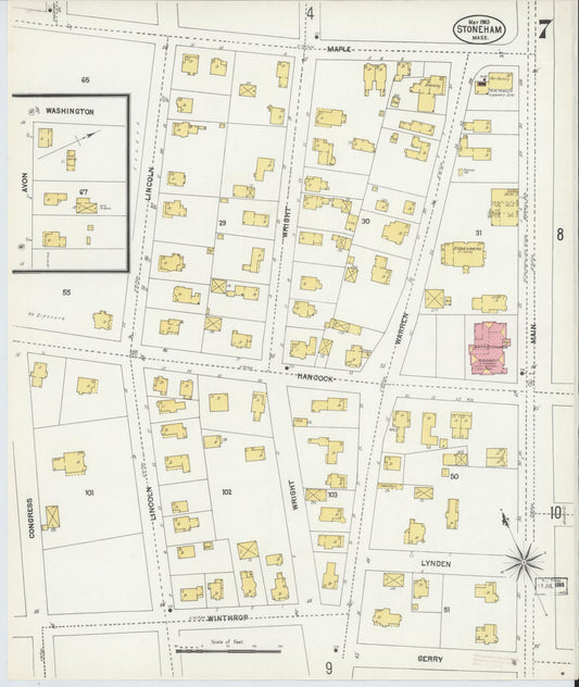 Sanborn Fire Insurance Map from Stoneham, Middlesex County, Massachusetts (1903), Sheet #0007 - Historic Sanborn Fire Insurance Map Print, vintage old map wall art, antique decor, genealogy gift, Massachusetts Massachusetts map