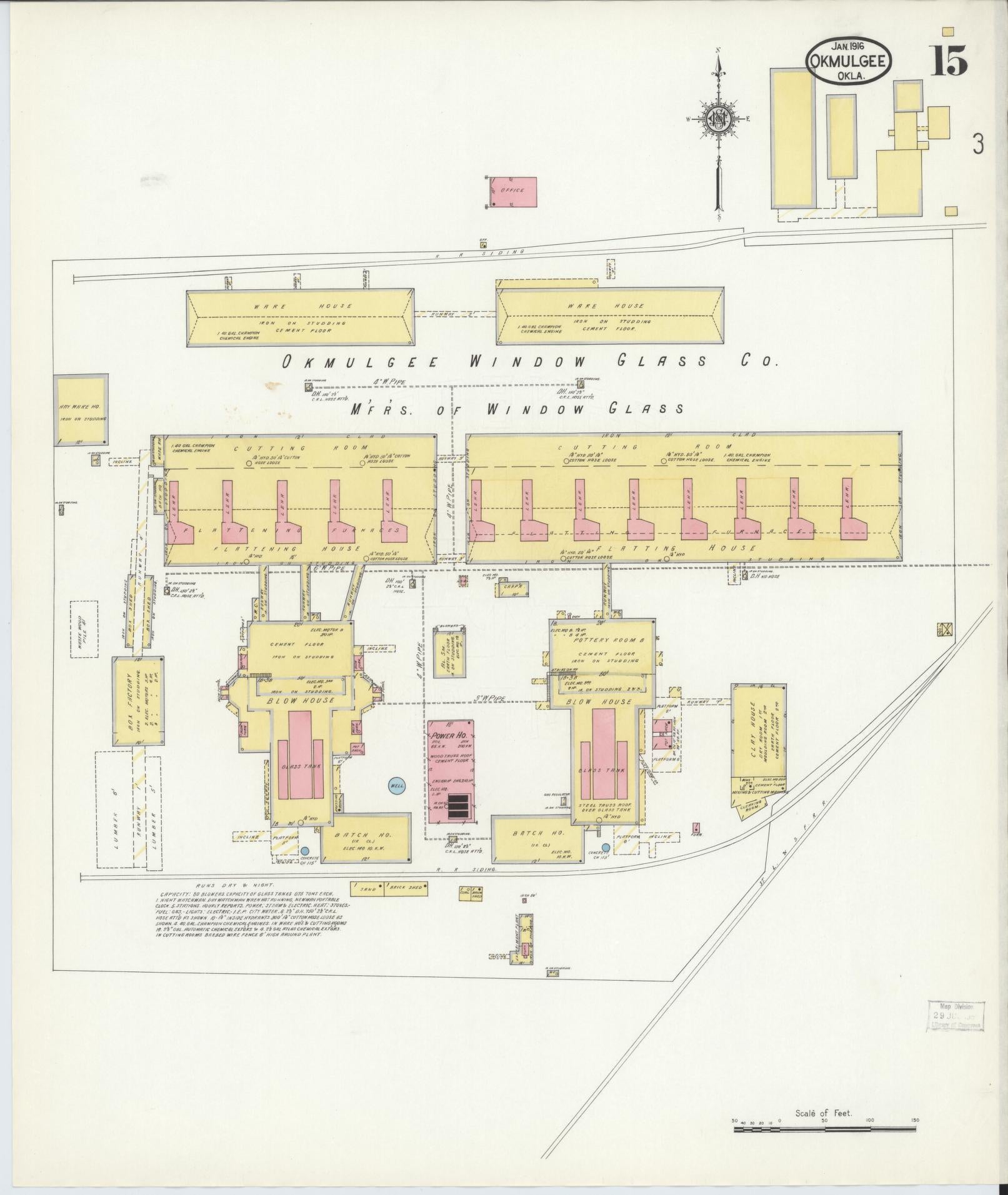 Sanborn Fire Insurance Map from Okmulgee, Okmulgee County, Oklahoma (1916), Sheet #0015 - Complete Map Set gallery image, historic Sanborn map, vintage wall art, Oklahoma Oklahoma