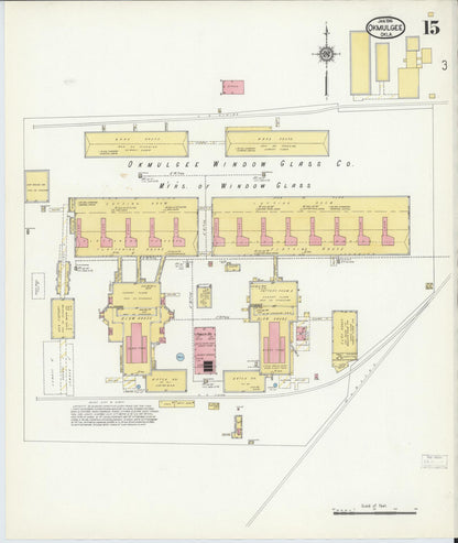 Sanborn Fire Insurance Map from Okmulgee, Okmulgee County, Oklahoma (1916), Sheet #0015 - Complete Map Set gallery image, historic Sanborn map, vintage wall art, Oklahoma Oklahoma