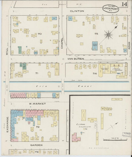 Sanborn Fire Insurance Map from Lockport, Niagara County, New York (1886), Sheet #0013 - Historic Sanborn Fire Insurance Map Print, vintage old map wall art, antique decor, genealogy gift, New York New York map
