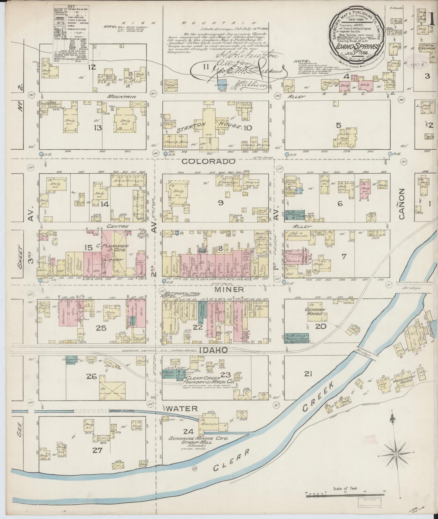Sanborn Fire Insurance Map from Idaho Springs, Clear Creek County, Colorado (1886), Sheet #0001 - Complete Map Set gallery image, historic Sanborn map, vintage wall art, Idaho Idaho