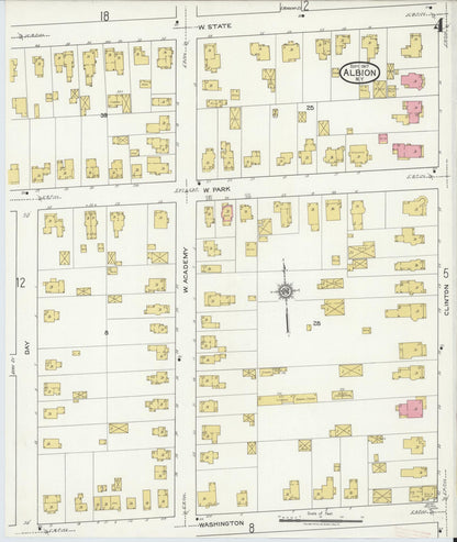Sanborn Fire Insurance Map from Albion, Orleans County, New York (1917), Sheet #0004 - Complete Map Set gallery image, historic Sanborn map, vintage wall art, New York New York