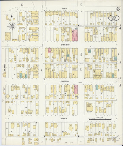 Sanborn Fire Insurance Map from Ely, Saint Louis County, Minnesota (1906), Sheet #0003 - Historic Sanborn Fire Insurance Map Print, vintage old map wall art, antique decor, genealogy gift, Minnesota Minnesota map