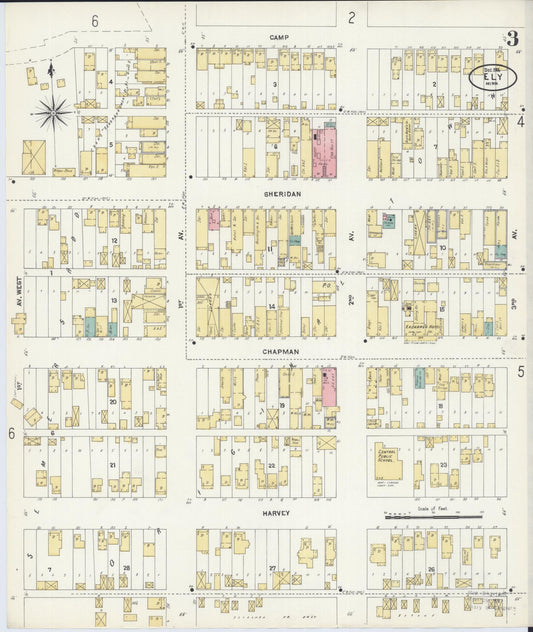 Sanborn Fire Insurance Map from Ely, Saint Louis County, Minnesota (1906), Sheet #0003 - Historic Sanborn Fire Insurance Map Print, vintage old map wall art, antique decor, genealogy gift, Minnesota Minnesota map