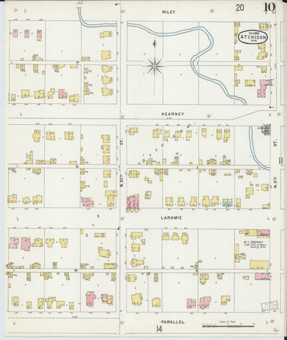 Sanborn Fire Insurance Map from Atchison, Atchison County, Kansas (1896), Sheet #0010 - Complete Map Set gallery image, historic Sanborn map, vintage wall art, Kansas Kansas