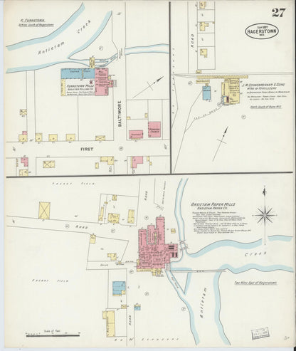 Sanborn Fire Insurance Map from Hagerstown, Washington County, Maryland (1897), Sheet #0027 - Complete Map Set gallery image, historic Sanborn map, vintage wall art, Maryland Maryland