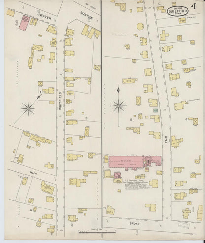 Sanborn Fire Insurance Map from Guilford, New Haven County, Connecticut (1895), Sheet #0004 - Complete Map Set gallery image, historic Sanborn map, vintage wall art, Connecticut Connecticut