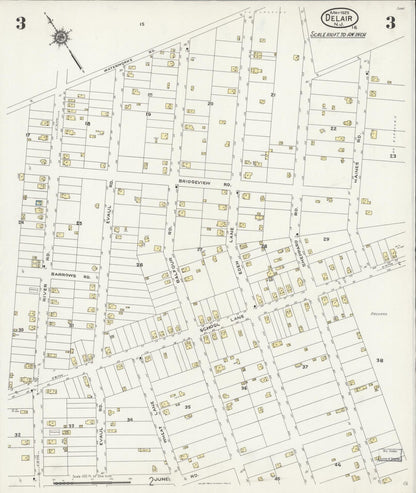 Sanborn Fire Insurance Map from Delair, Camden County, New Jersey (1925), Sheet #0003 - Historic Sanborn Fire Insurance Map Print, vintage old map wall art, antique decor, genealogy gift, New Jersey New Jersey map