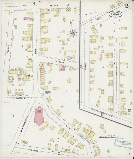 Sanborn Fire Insurance Map from Rahway, Union County, New Jersey (1896), Sheet #0002 - Complete Map Set gallery image, historic Sanborn map, vintage wall art, New Jersey New Jersey