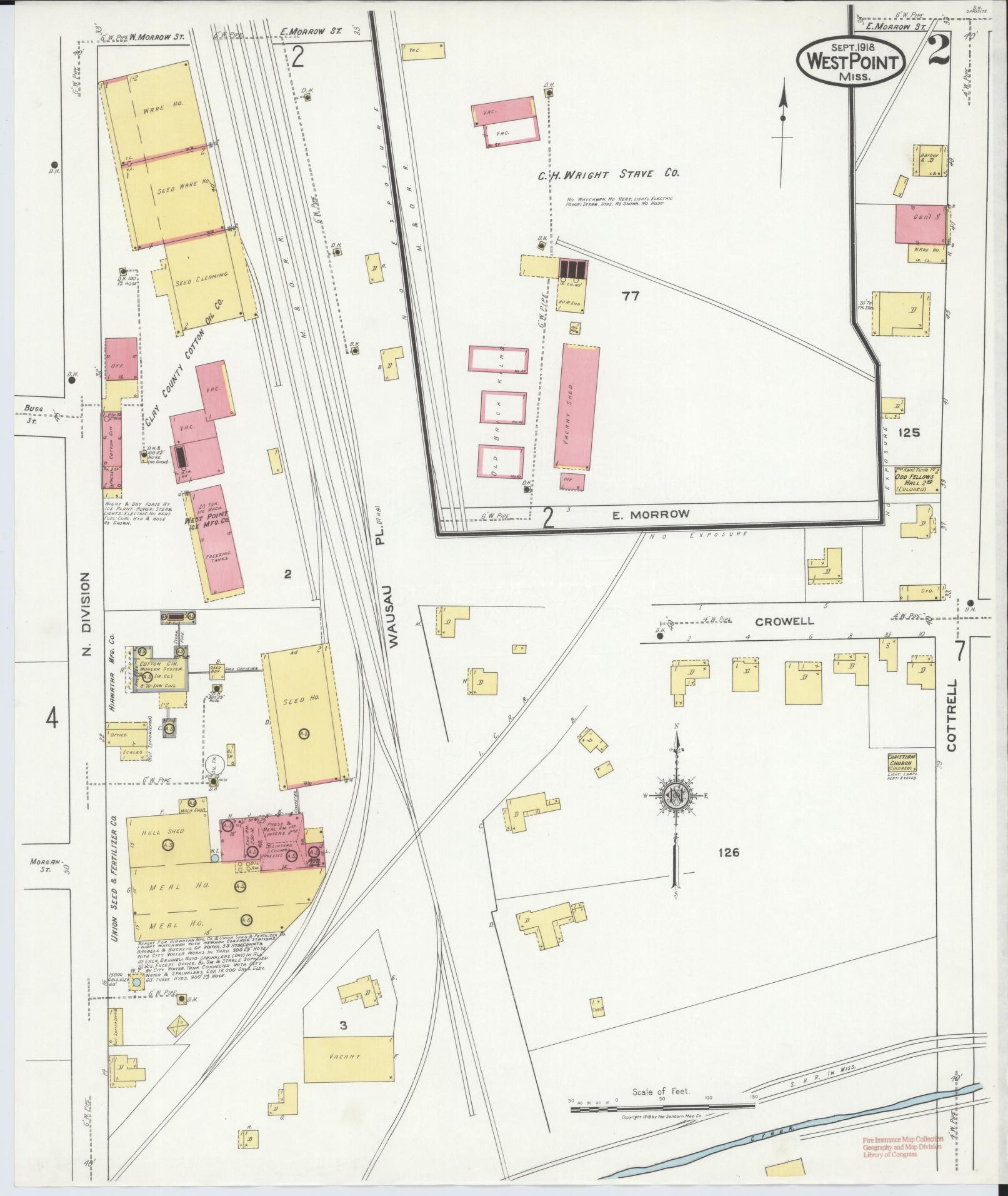Sanborn Fire Insurance Map from West Point, Clay County, Mississippi (1918), Sheet #0002 - Historic Sanborn Fire Insurance Map Print, vintage old map wall art, antique decor, genealogy gift, Mississippi Mississippi map