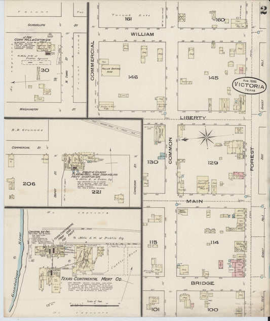 Sanborn Fire Insurance Map from Victoria, Victoria County, Texas (1885), Sheet #0002 - Historic Sanborn Fire Insurance Map Print, vintage old map wall art, antique decor, genealogy gift, Texas Texas map