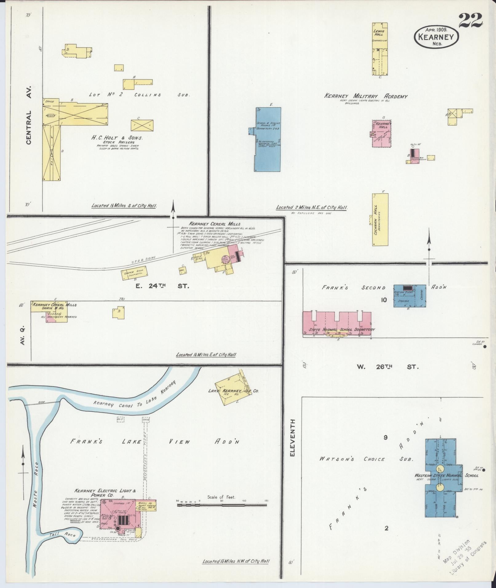 Sanborn Fire Insurance Map from Kearney, Buffalo County, Nebraska (1909), Sheet #0022 - Complete Map Set gallery image, historic Sanborn map, vintage wall art, Nebraska Nebraska