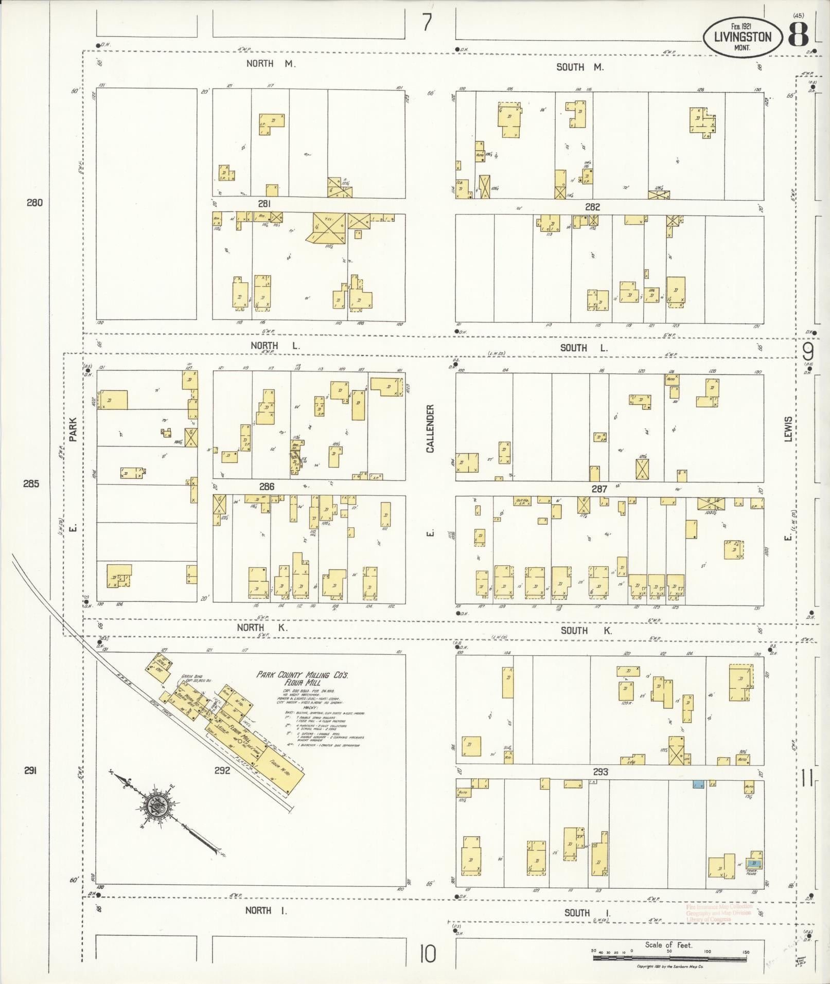 Sanborn Fire Insurance Map from Livingston, Park County, Montana (1921), Sheet #0008 - Historic Sanborn Fire Insurance Map Print, vintage old map wall art, antique decor, genealogy gift, Montana Montana map