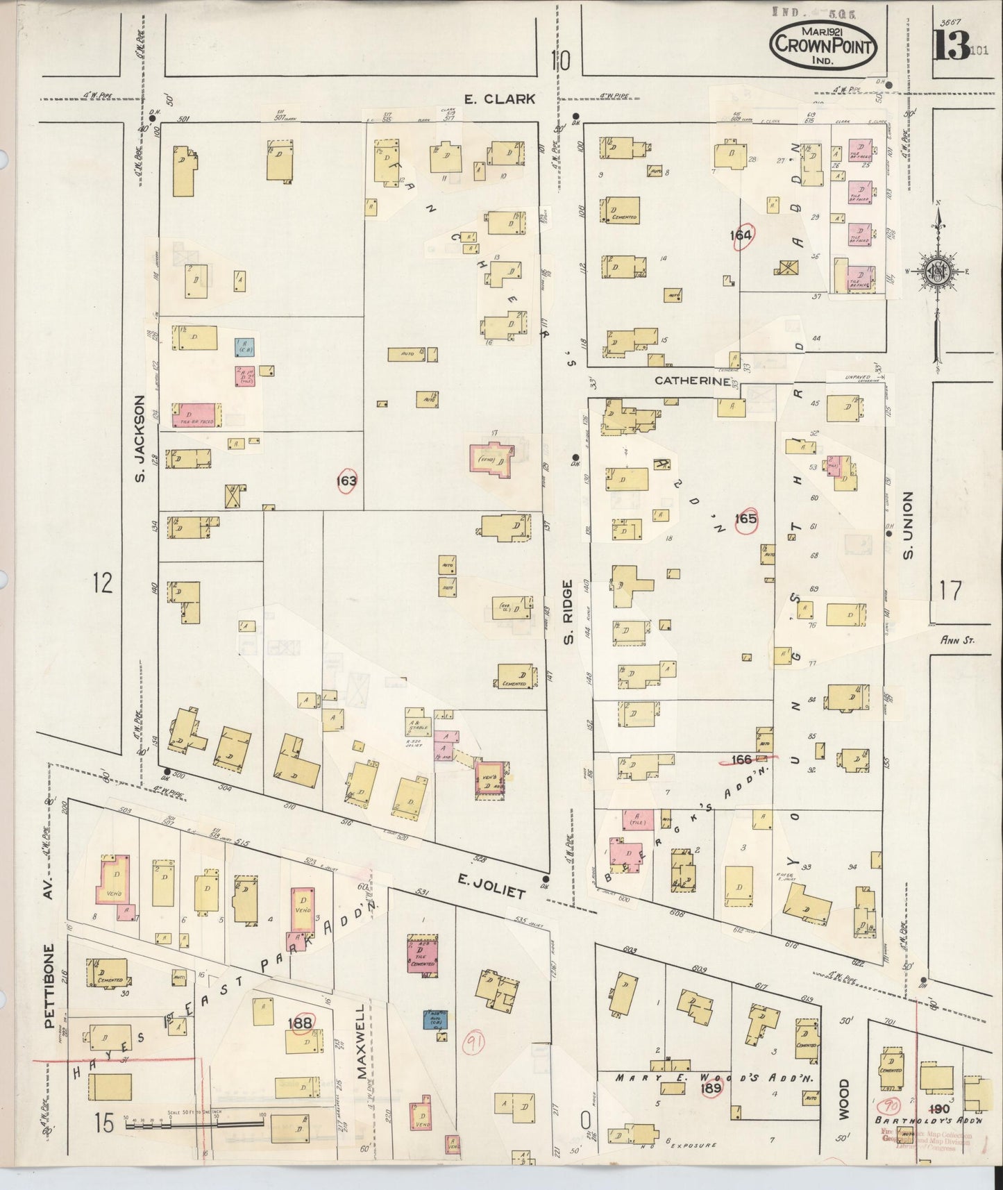 Sanborn Fire Insurance Map from Crown Point, Lake County, Indiana (1948), Sheet #0013 - Historic Sanborn Fire Insurance Map Print, vintage old map wall art, antique decor, genealogy gift, Indiana Indiana map