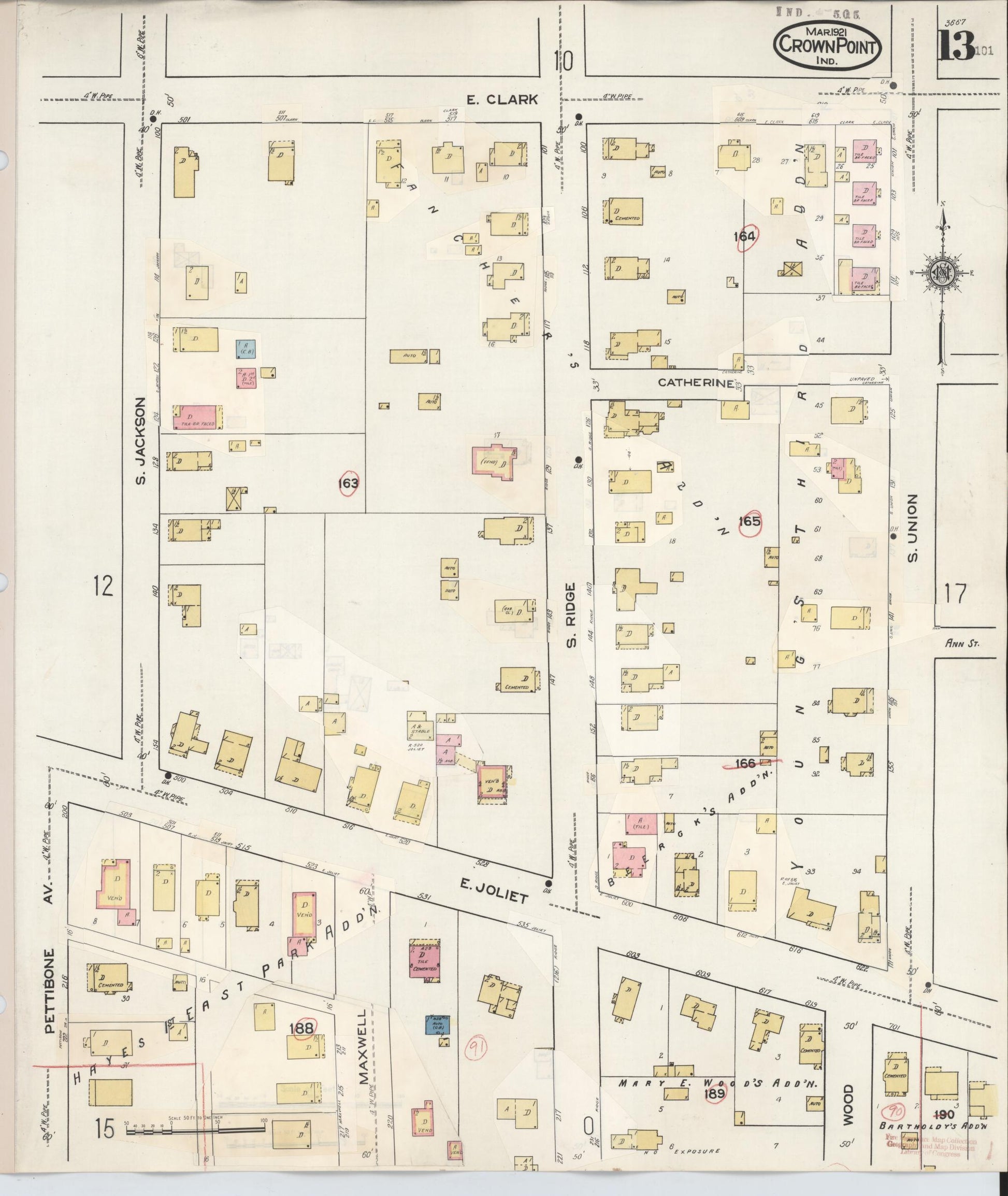 Sanborn Fire Insurance Map from Crown Point, Lake County, Indiana (1948), Sheet #0013 - Historic Sanborn Fire Insurance Map Print, vintage old map wall art, antique decor, genealogy gift, Indiana Indiana map