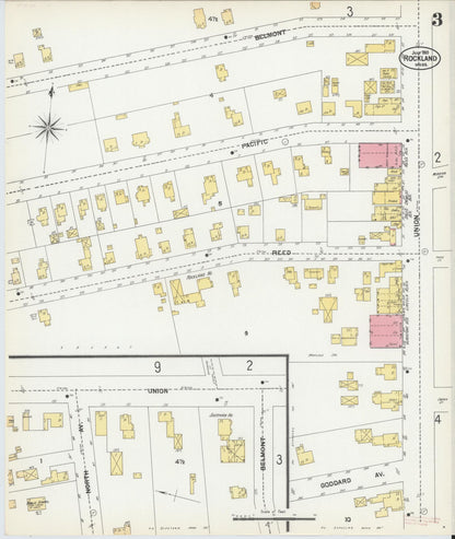 Sanborn Fire Insurance Map from Rockland, Plymouth County, Massachusetts (1901), Sheet #0003 - Historic Sanborn Fire Insurance Map Print, vintage old map wall art, antique decor, genealogy gift, Massachusetts Massachusetts map