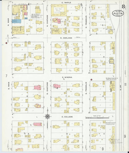 Sanborn Fire Insurance Map from Austin, Mower County, Minnesota (1910), Sheet #0008 - Complete Map Set gallery image, historic Sanborn map, vintage wall art, Minnesota Minnesota