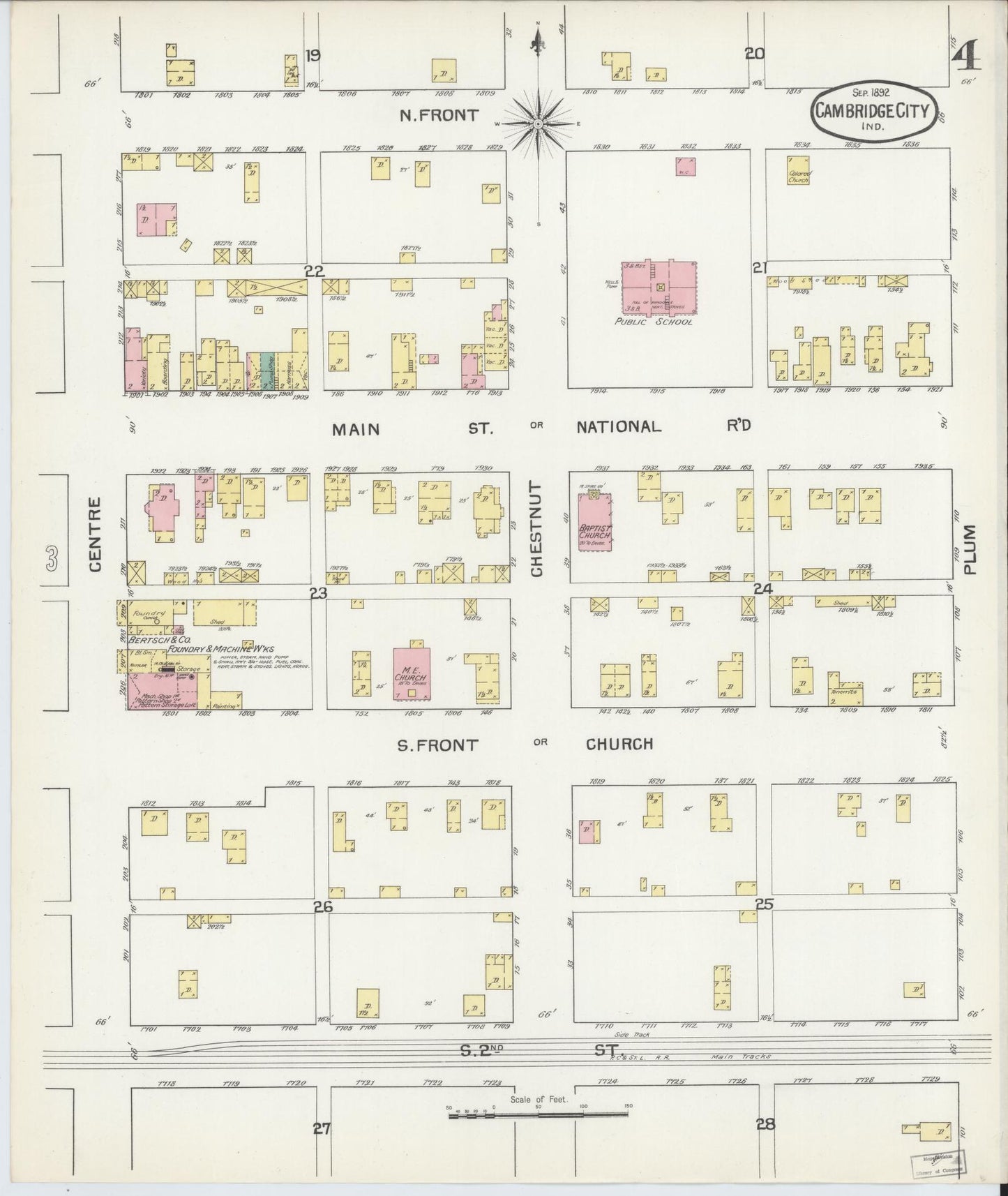 Sanborn Fire Insurance Map from Cambridge City, Wayne County, Indiana (1892), Sheet #0004 - Complete Map Set gallery image, historic Sanborn map, vintage wall art, Indiana Indiana