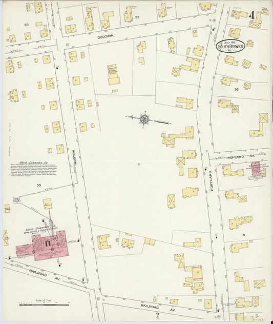 Sanborn Fire Insurance Map from South Berwick, York County, Maine (1913), Sheet #0004 - Historic Sanborn Fire Insurance Map Print, vintage old map wall art, antique decor, genealogy gift, Maine Maine map