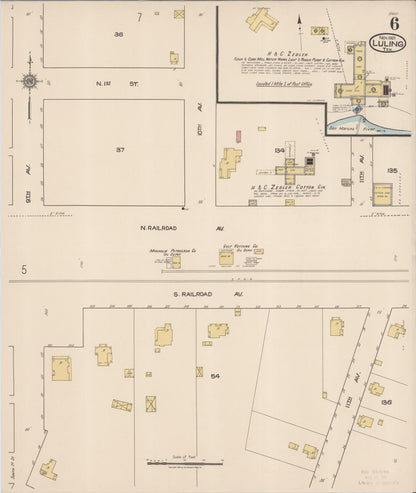 Sanborn Fire Insurance Map from Luling, Caldwell County, Texas (1921), Sheet #0006 - Historic Sanborn Fire Insurance Map Print, vintage old map wall art, antique decor, genealogy gift, Texas Texas map