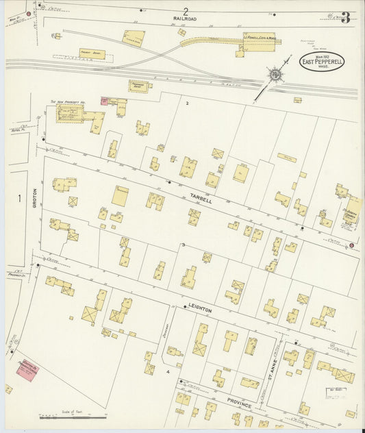 Sanborn Fire Insurance Map from East Pepperell, Middlesex County, Massachusetts (1912), Sheet #0003 - Historic Sanborn Fire Insurance Map Print, vintage old map wall art, antique decor, genealogy gift, Massachusetts Massachusetts map