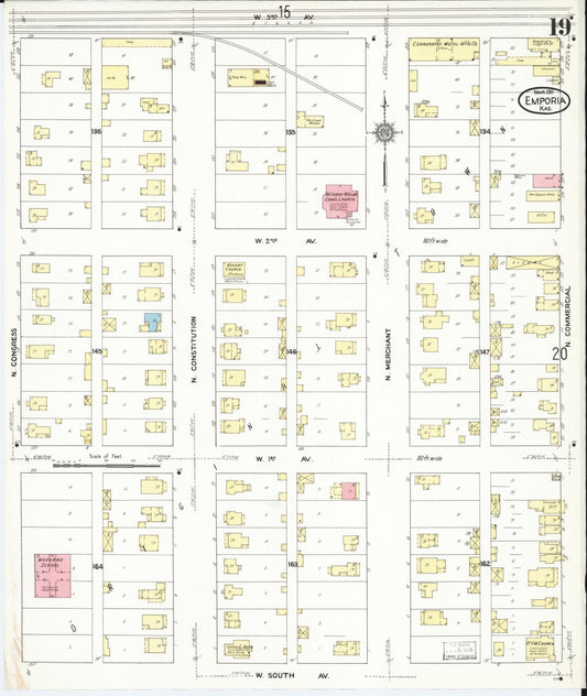 Sanborn Fire Insurance Map from Emporia, Lyon County, Kansas (1911), Sheet #0019 - Historic Sanborn Fire Insurance Map Print, vintage old map wall art, antique decor, genealogy gift, Kansas Kansas map
