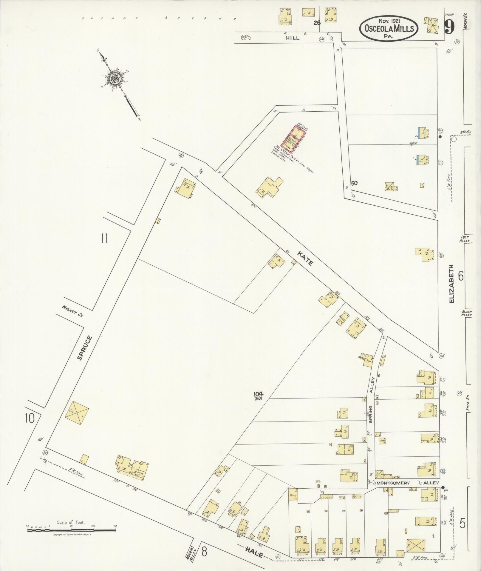 Sanborn Fire Insurance Map from Osceola Mills, Clearfield County, Pennsylvania (1921), Sheet #0009 - Complete Map Set gallery image, historic Sanborn map, vintage wall art, Pennsylvania Pennsylvania
