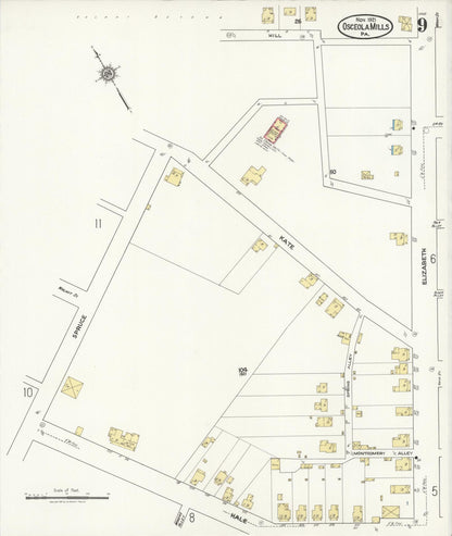 Sanborn Fire Insurance Map from Osceola Mills, Clearfield County, Pennsylvania (1921), Sheet #0009 - Complete Map Set gallery image, historic Sanborn map, vintage wall art, Pennsylvania Pennsylvania