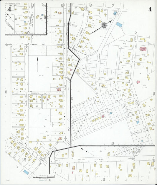 Sanborn Fire Insurance Map from Doylestown, Wayne County, Ohio (1947), Sheet #0004 - Historic Sanborn Fire Insurance Map Print, vintage old map wall art, antique decor, genealogy gift, Ohio Ohio map