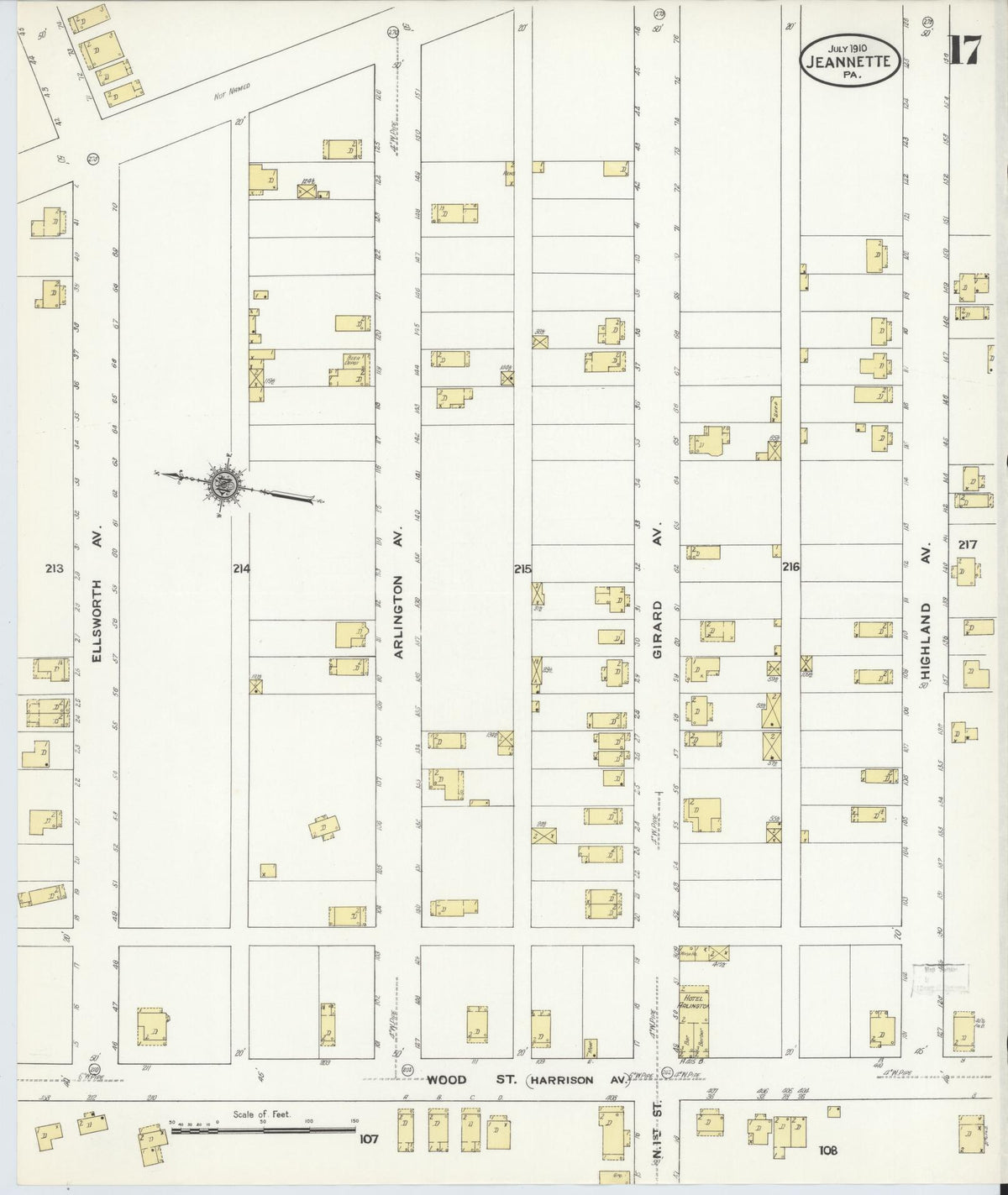 Sanborn Fire Insurance Map from Jeannette, Westmoreland County, Pennsylvania (1910), Sheet #0017 - Complete Map Set gallery image, historic Sanborn map, vintage wall art, Pennsylvania Pennsylvania