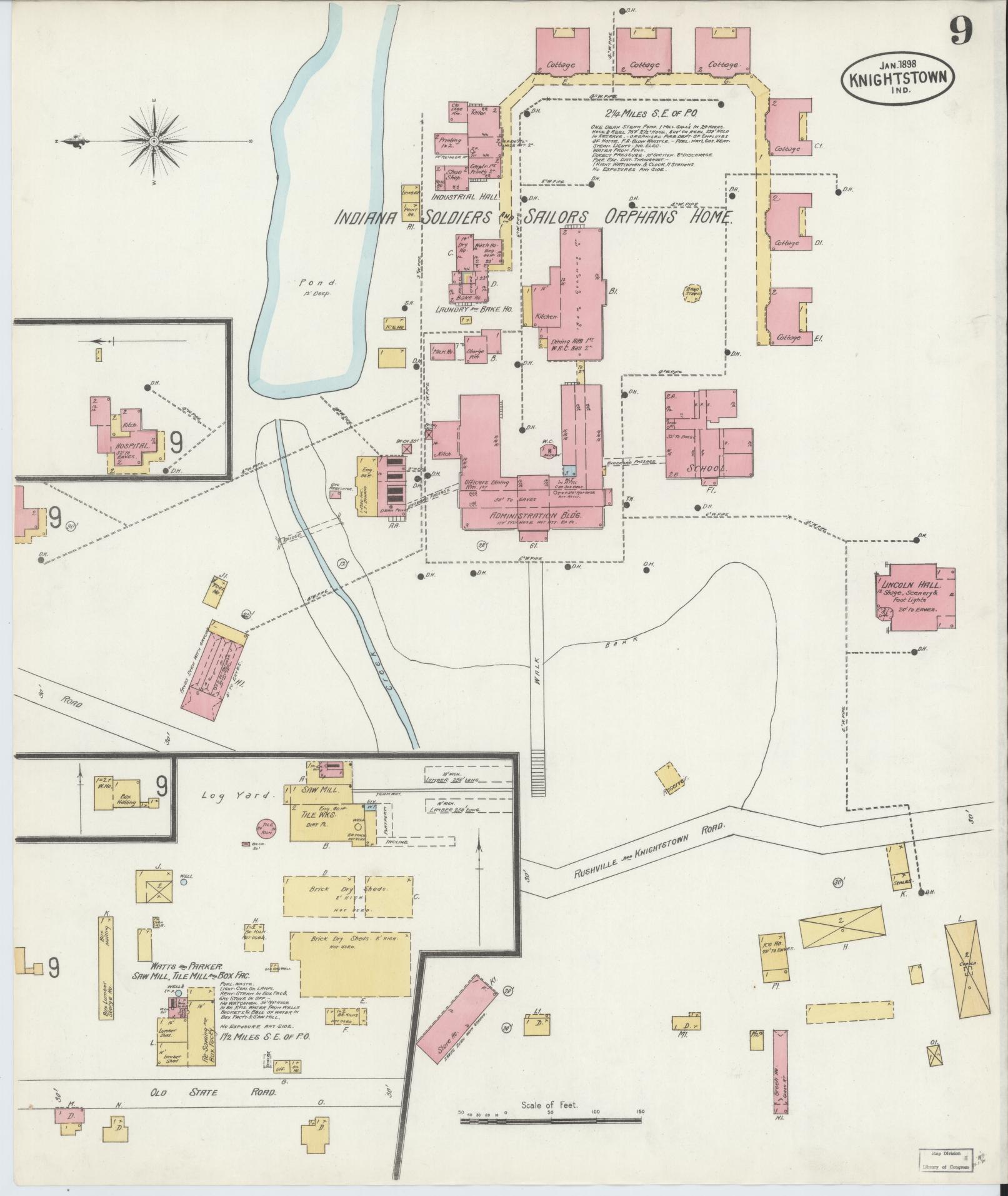 Sanborn Fire Insurance Map from Knightstown, Henry County, Indiana (1898), Sheet #0009 - Complete Map Set gallery image, historic Sanborn map, vintage wall art, Indiana Indiana