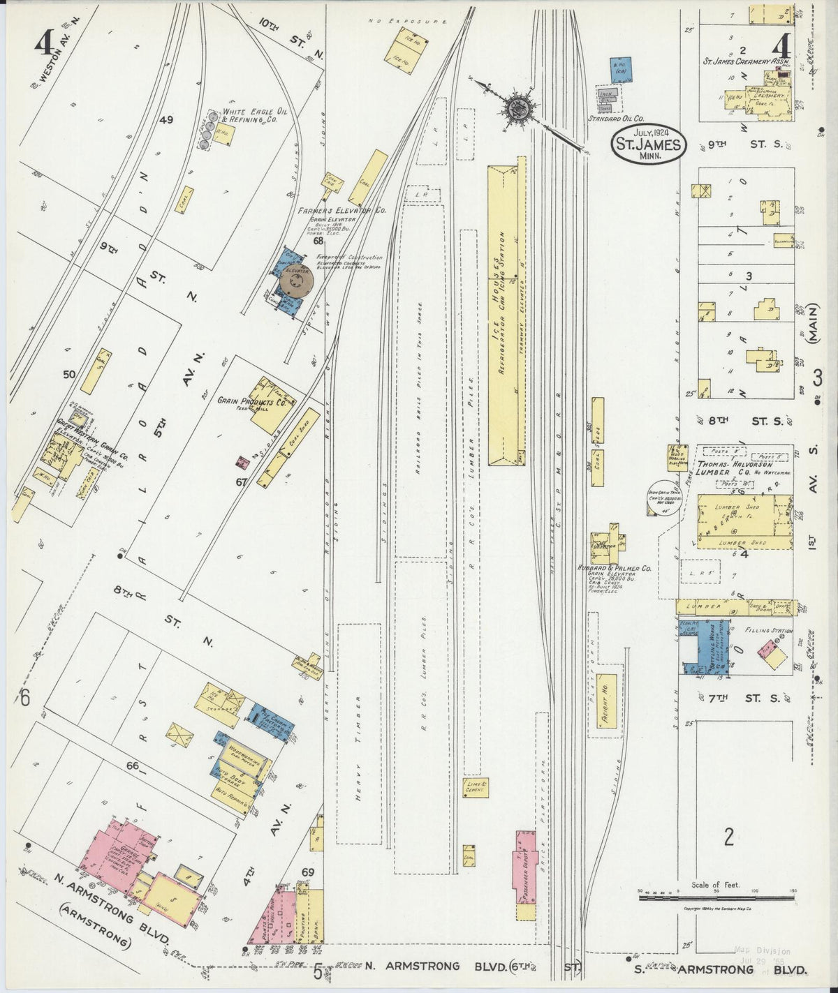 Sanborn Fire Insurance Map from Saint James, Watonwan County, Minnesota (1924), Sheet #0004 - Complete Map Set gallery image, historic Sanborn map, vintage wall art, Minnesota Minnesota