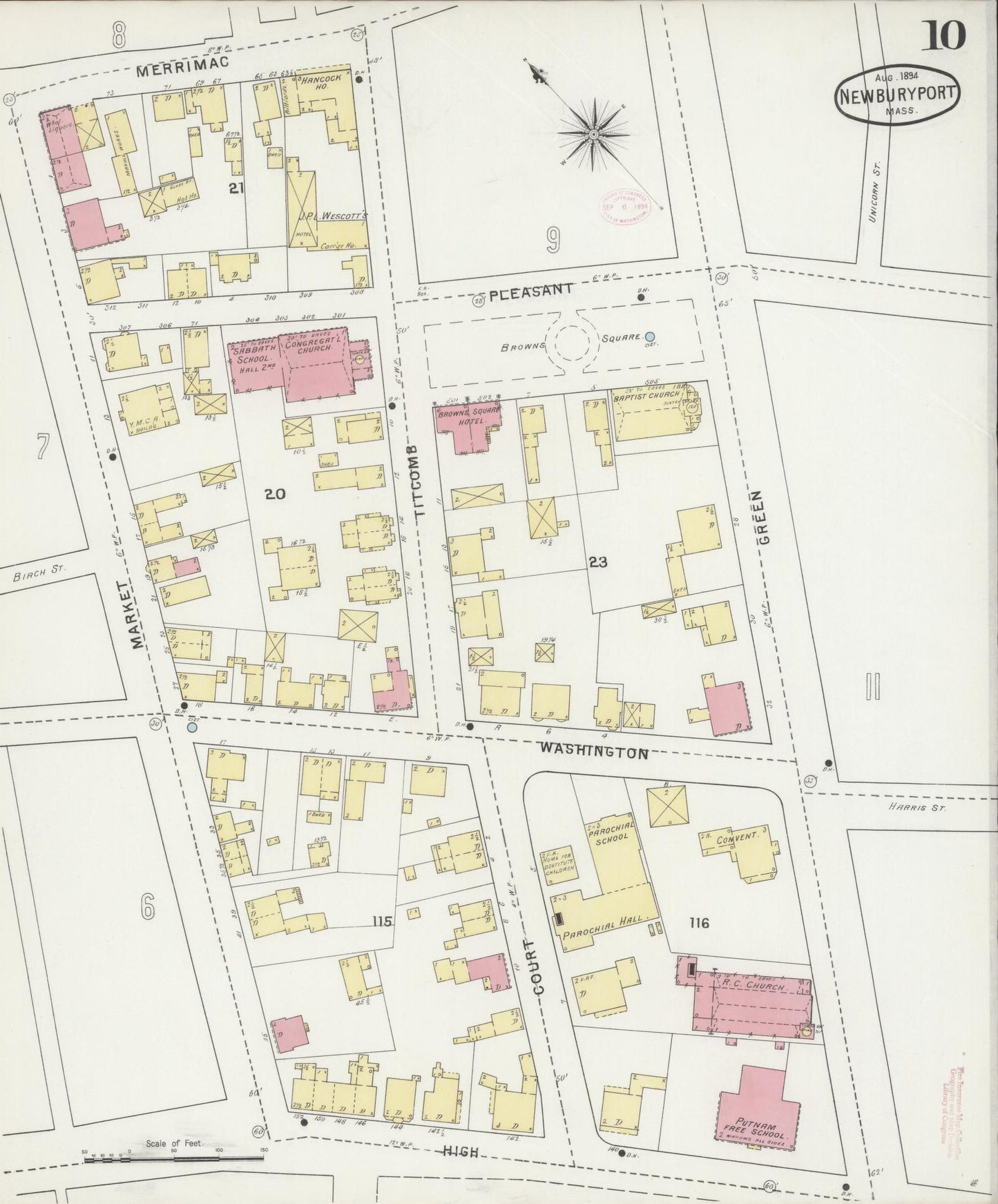 Sanborn Fire Insurance Map from Newburyport, Essex County, Massachusetts (1894), Sheet #0010 - Complete Map Set gallery image, historic Sanborn map, vintage wall art, Massachusetts Massachusetts