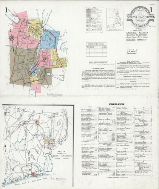Sanborn Fire Insurance Map from South Kingstown, Washington County, Rhode Island (1935), Sheet #0001 - Complete Map Set gallery image, historic Sanborn map, vintage wall art, Rhode Island Rhode Island