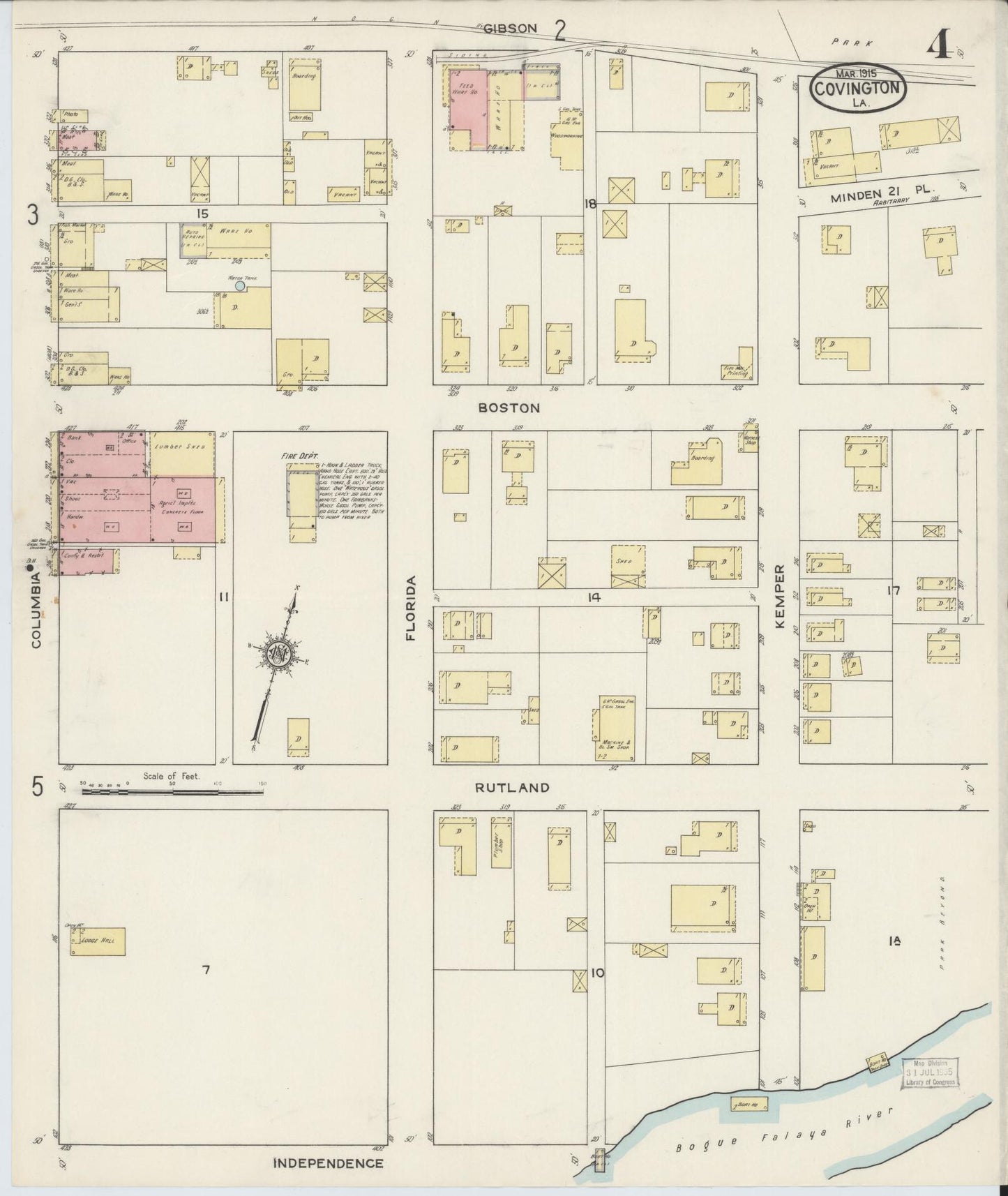 Sanborn Fire Insurance Map from Covington, Saint Tammany Parish, Louisiana (1915), Sheet #0004 - Complete Map Set gallery image, historic Sanborn map, vintage wall art, Louisiana Louisiana
