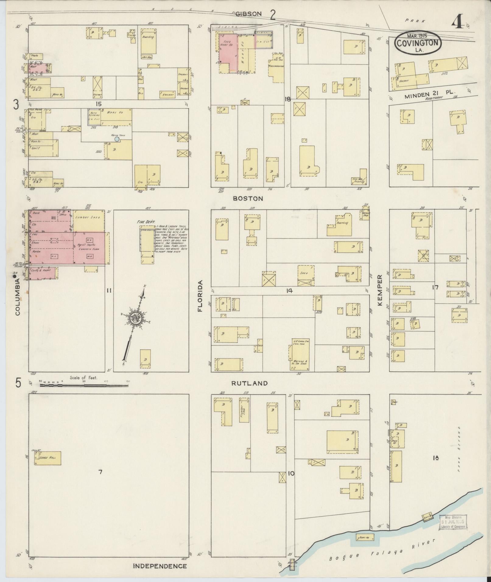 Sanborn Fire Insurance Map from Covington, Saint Tammany Parish, Louisiana (1915), Sheet #0004 - Complete Map Set gallery image, historic Sanborn map, vintage wall art, Louisiana Louisiana