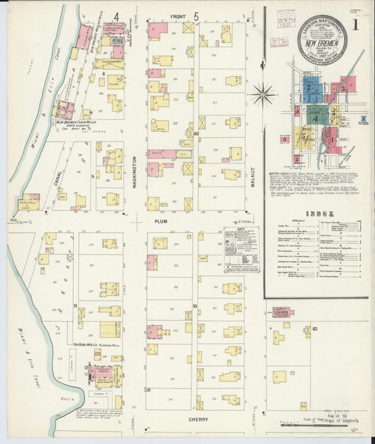 Sanborn Fire Insurance Map from New Bremen, Auglaize County, Ohio (1907), Sheet #0001 - Complete Map Set gallery image, historic Sanborn map, vintage wall art, Ohio Ohio