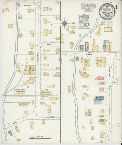 Sanborn Fire Insurance Map from Prattsburgh, Steuben County, New York (1906), Sheet #0001 - Complete Map Set gallery image, historic Sanborn map, vintage wall art, New York New York