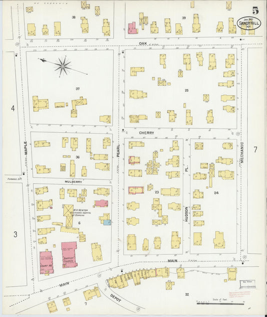 Sanborn Fire Insurance Map from Sandy Hill, Washington County, New York (1901), Sheet #0005 - Historic Sanborn Fire Insurance Map Print, vintage old map wall art, antique decor, genealogy gift, New York New York map