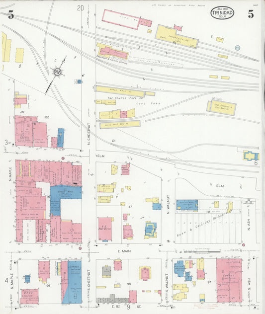 Sanborn Fire Insurance Map from Trinidad, Las Animas County, Colorado (1930), Sheet #0005 - Historic Sanborn Fire Insurance Map Print, vintage old map wall art, antique decor, genealogy gift, Colorado Colorado map