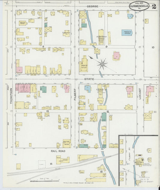 Sanborn Fire Insurance Map from Curwensville, Clearfield County, Pennsylvania (1892), Sheet #0002 - Historic Sanborn Fire Insurance Map Print, vintage old map wall art, antique decor, genealogy gift, Pennsylvania Pennsylvania map